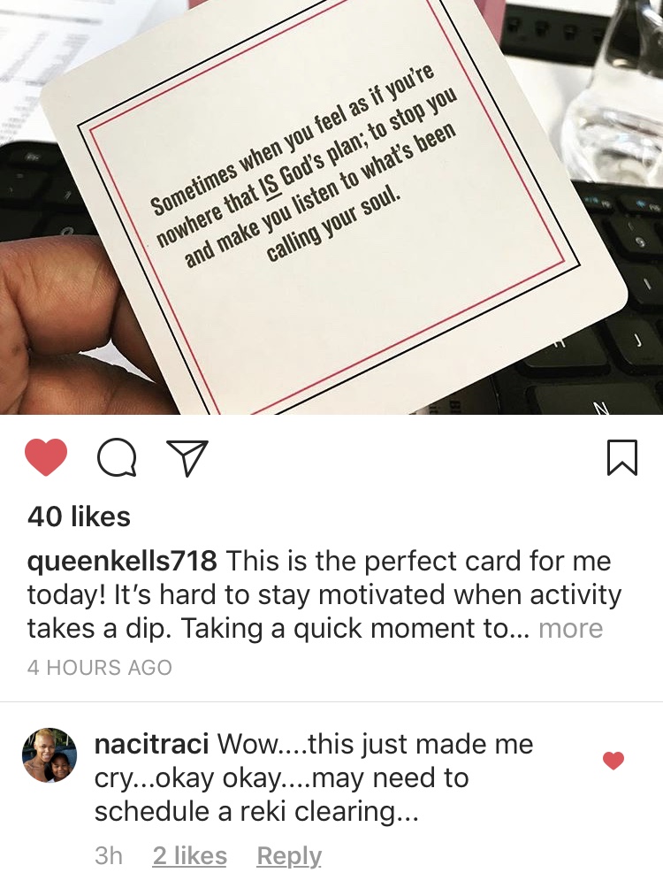 Instagram post screenshot from @nacitraci sharing the affirmation card